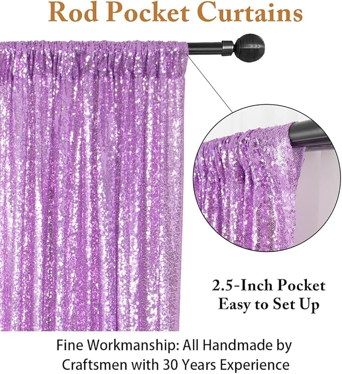ShiDianYi Sequin Backdrop Lavender 2 Panels 4Ft x 10Ft | Add Shimmer and Shine - Image 3