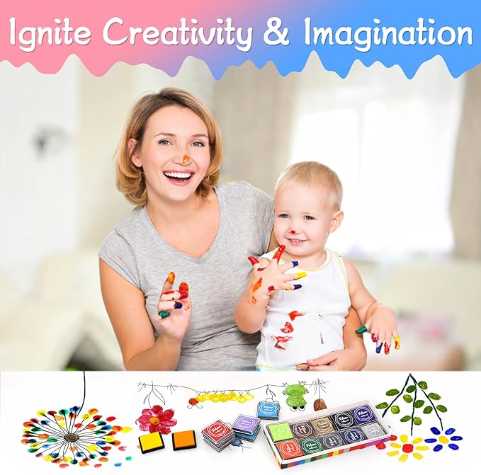 Finger Washable Ink Pads for Kids, 24 Pack Craft Ink Pad for Rubber Stamps - Image 5