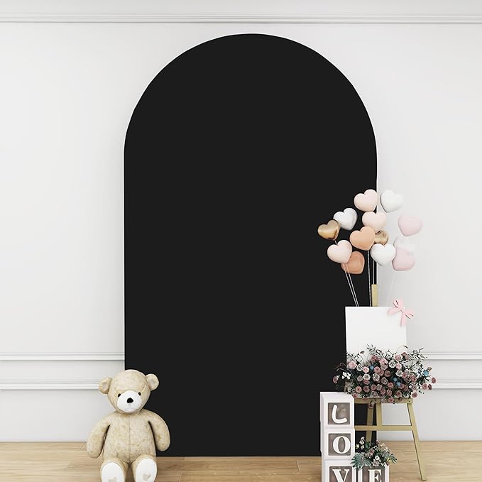 Black Arch Cover 4x7.2ft Arch-Backdrop-Cover Spandex Arched Covers Stretchy by SOMUAUY