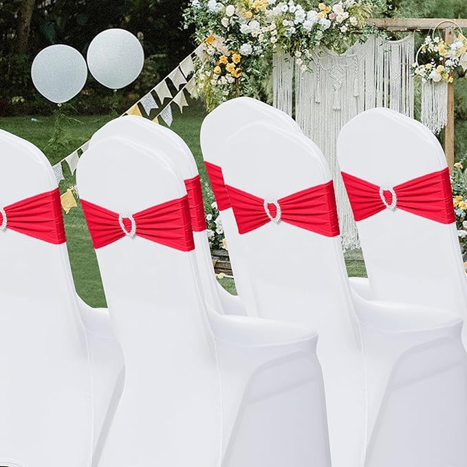 Howhic Pack of 30 Spandex Chair Sashes Bows Stretch Chair Cover Band - Image 7