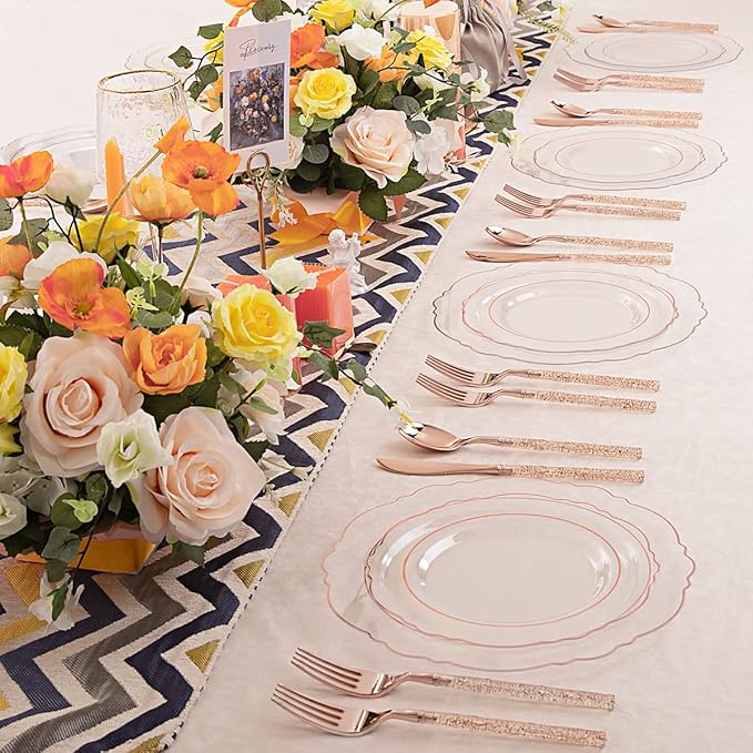 Liacere 150PCS Rose Gold Plastic Plates - Image 7
