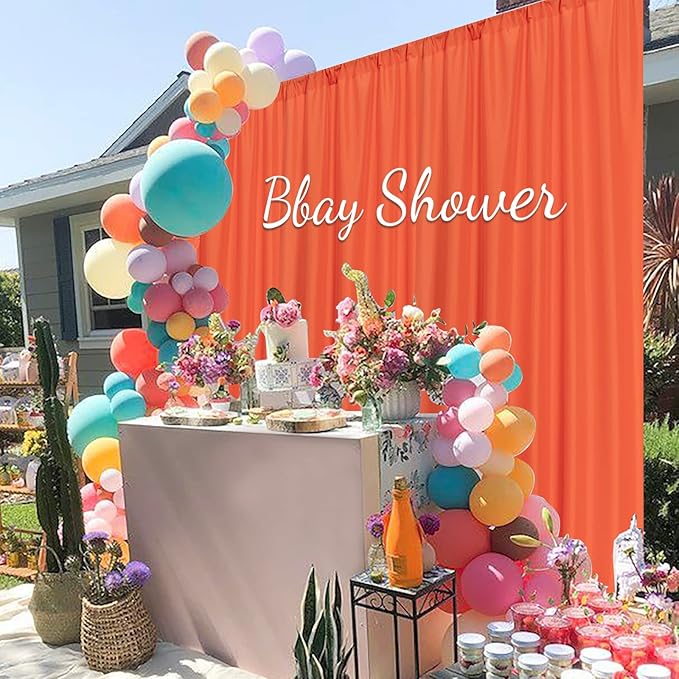 MYSKY HOME Orange Backdrop Curtains - Image 2