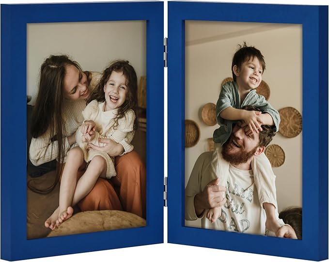 decorUhome Double 5x7 Picture Frame Vertical, Engineered Wood Bifold Photo Frame by decorUhome