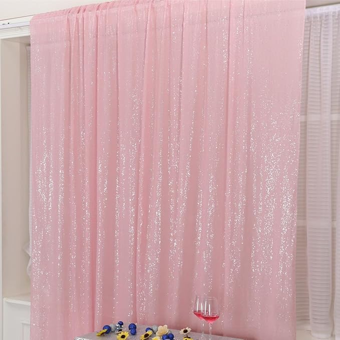 Poise3EHome Pink Sequin Backdrop, 8FT x 10FT Sequin Photography Backdrop Curtain - Image 7