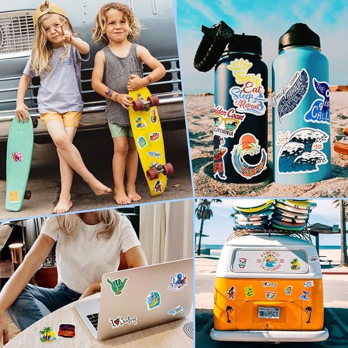 Surf Stickers for Teens Girls Boys Surfing Laptop Stickers for Water Bottles - Image 3