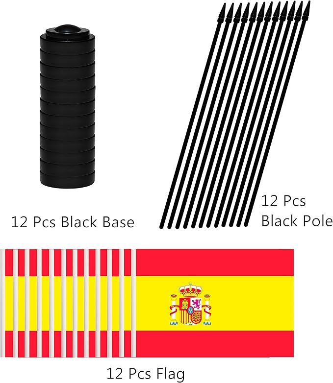 12 Pack Spain Desk Flags Set, Spanish Small Mini Table Office Flags - Image 3