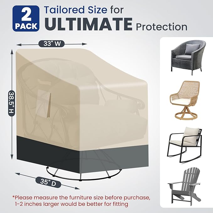 Extra Heavy Duty Patio Chair Covers Waterproof Up to 8000pa, 2 Pack Patio - Image 2