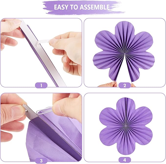 SUNBEAUTY Flower Party Decorations Paper Fans Classroom Decoration Paper Floral - Image 3