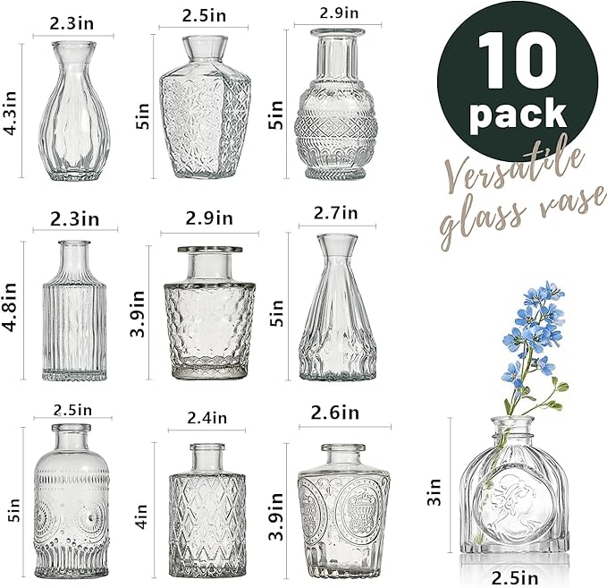 Glass Bud Vase Set of 10 Pcs Small Minimalist Vases - Image 7