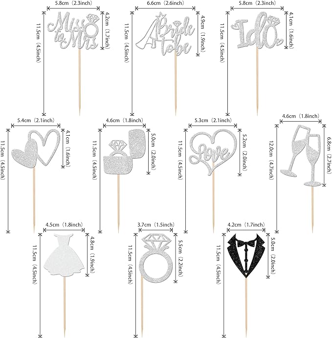 30 PCS Bride to Be Cupcake Toppers Glitter Wedding Cupcake Decorations I Do - Image 2