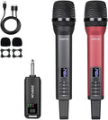 Dual Rechargeable Wireless Microphones, Pro Handheld Cordless Mics System by ZERFUN