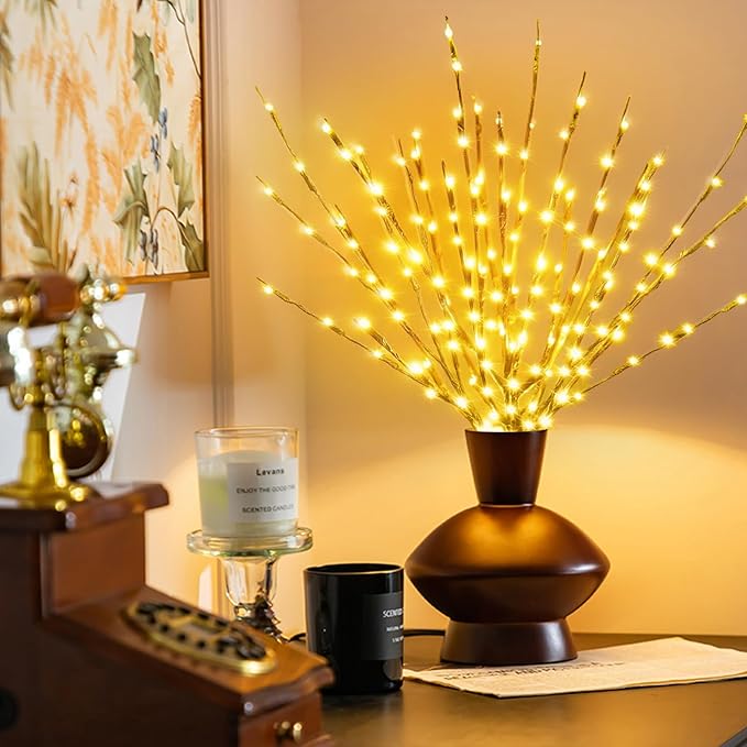 DK177 4 Pack Led Branch Light Battery Operated Lighted Branch Vase Filler by Incenseburner