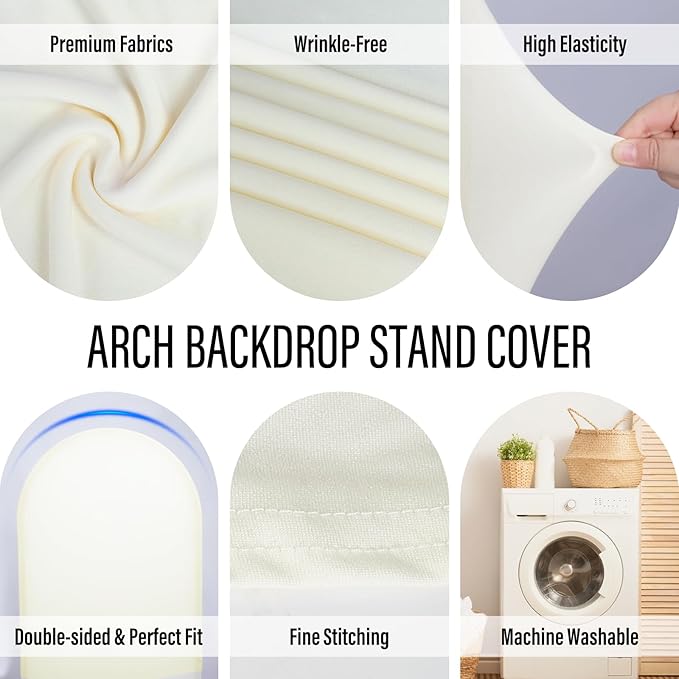 LEBENGURU Upgraded 7.2FT Wedding Arch Cover, Round Top Chiara Stand Covers - Image 3