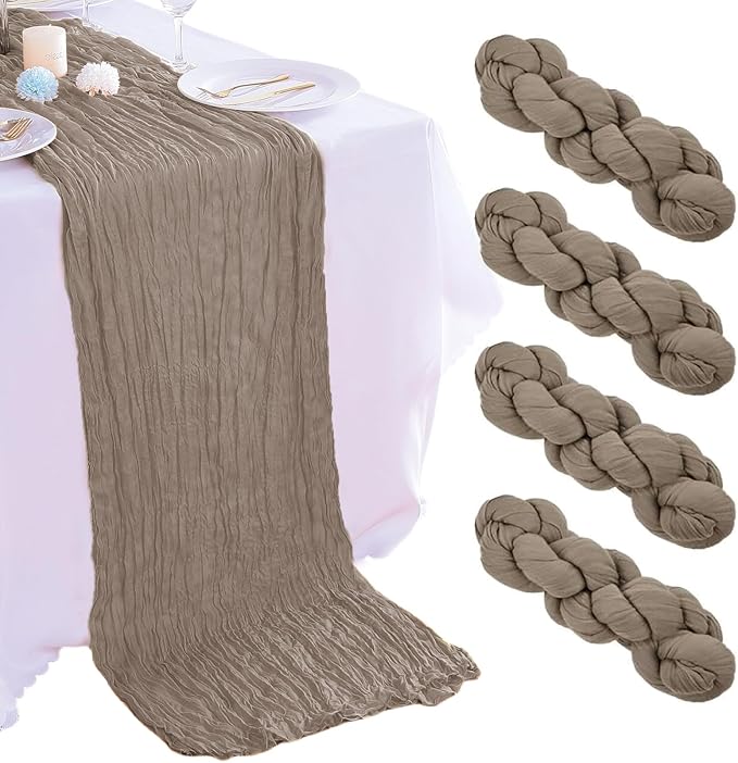 4 Pack Nude Cheesecloth Table Runner 35x120 Inch Boho Gauze Fabric Cheese Cloth by AIRIT+LOVELY