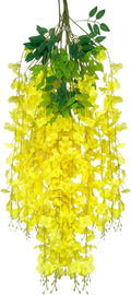 5 Pack Yellow Wisteria Hanging Flowers Garland, 3.77 Feet Artificial Flower by Luerbi