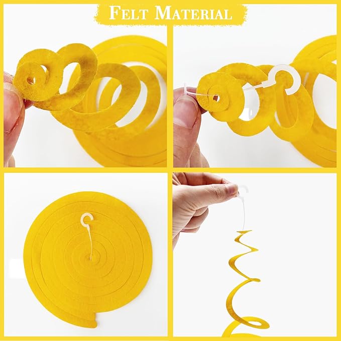 36 Pcs Green Yellow Purple Hanging Swirl Decorations Felt Swirl Streamer Spiral - Image 3