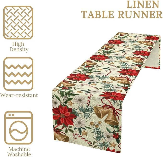 Christmas Table Runner, Seasonal Winter Xmas Holiday Kitchen Dining Table - Image 4