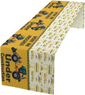 Cartoon Car Table Runner, Boys Kids Construction Vehicles Truck Yellow Print by Kurtect