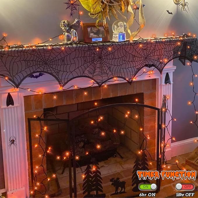 YEGUO 165ft 500 LED Halloween Lights Outdoor Waterproof, 8 Modes Orange String - Image 4