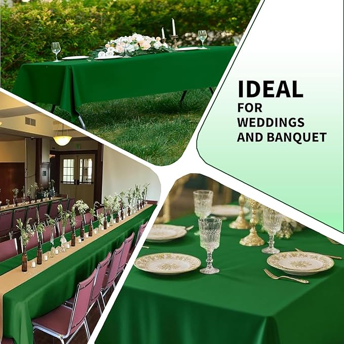 Hunter Green 6 Pack Polyester Table Cloth 60 x 126 Inch, Rectangle Tablecloths - Image 6