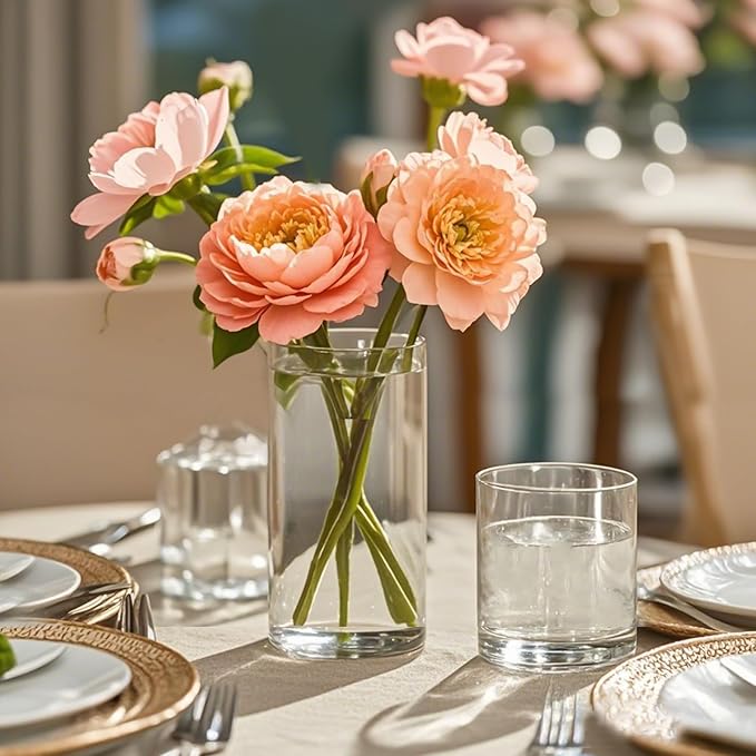12pcs Glass Cylinder Vases for Centerpieces, 6 Inch Clear Flower Vases for - Image 6