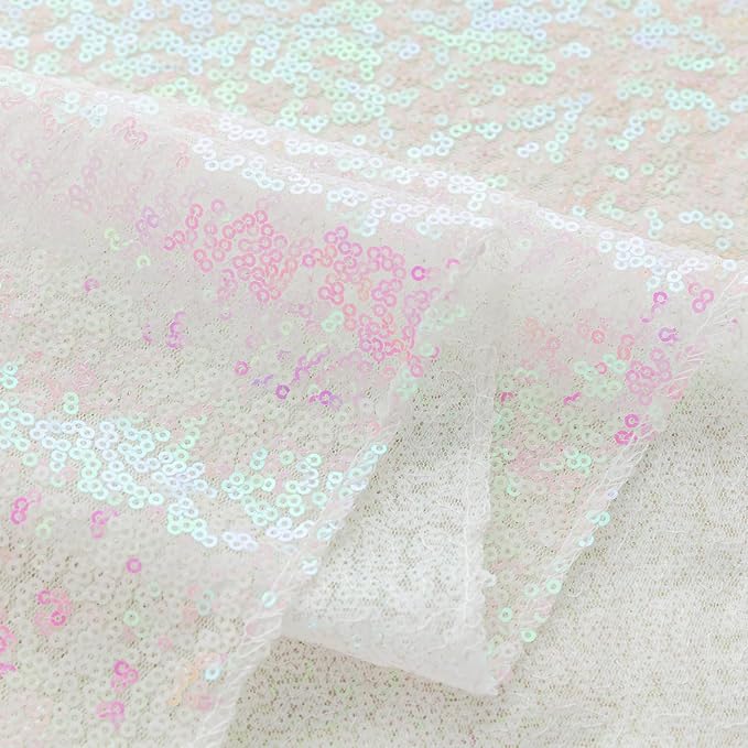 Sugargirl White Iridescent Sequin Backdrop Curtain 2 Panels 2FTx8FT Glitter - Image 9