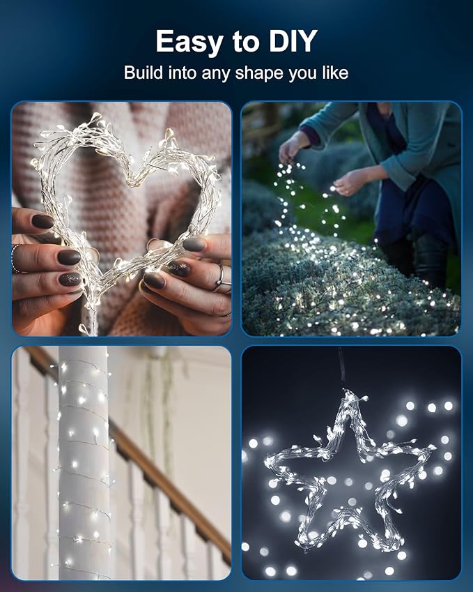 Fairy Lights Battery Operated, Firecracker String Lights Waterproof Silver Wire - Image 3