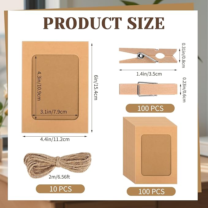 100 Pack Paper Picture Frames, 4x6 Inch Photo Strip Frame Hanging Photo Display - Image 2