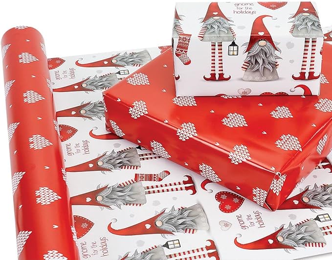 Current Gnome for the Holidays Double-Sided Rolled Christmas Wrapping Paper - Image 2