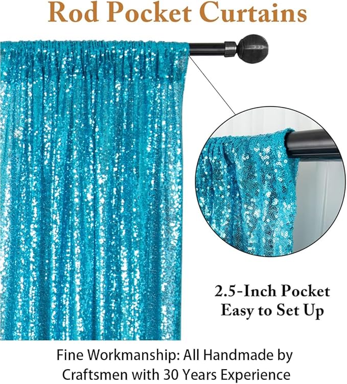 ShinyBeauty Turquoise Sequin Backdrop 10FTx10FT Photo Backdrop - Image 9