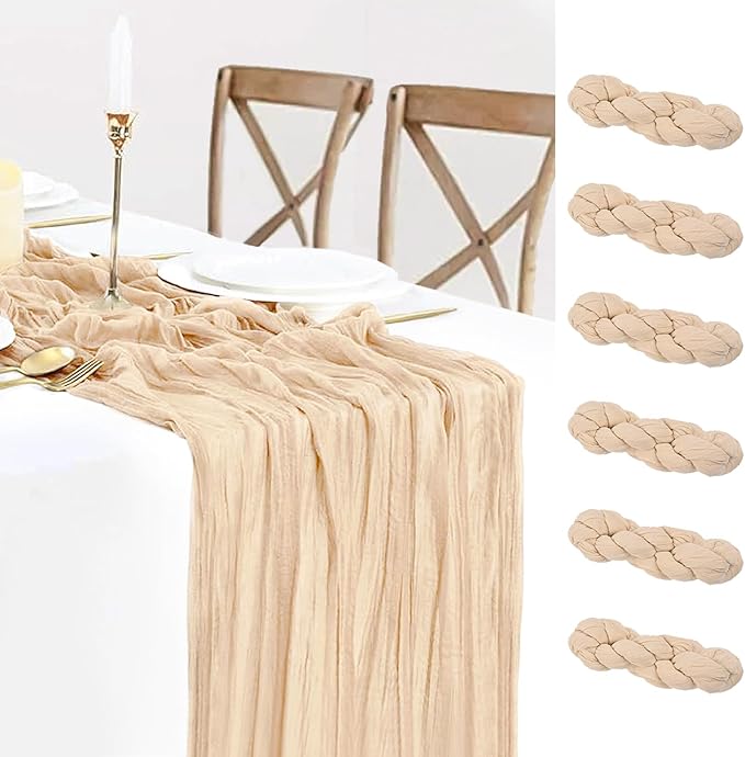 6 Pack Champagne Cheesecloth Table Runners Fall Thanksgiving Cheese Cloth Table by BlueTopCoLtd