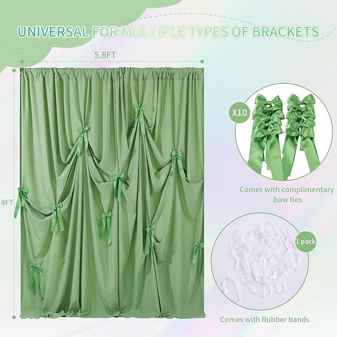 Sage Green Backdrop Curtain - Image 2