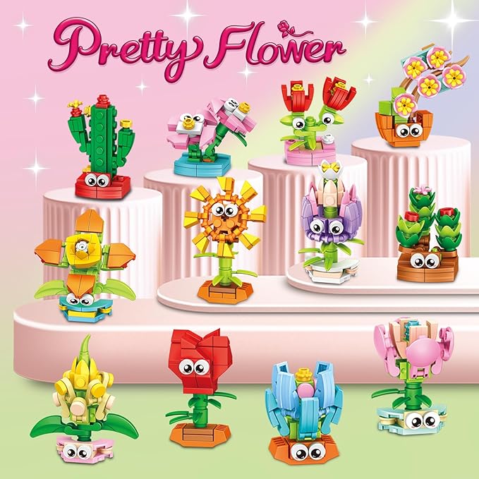 36 Packs Party Favors Building Blocks, Flower Bouquets Building Set, Mini - Image 8