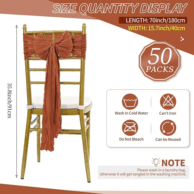 50 Pcs Cheesecloth Aisle Decorations Sashes - Image 2