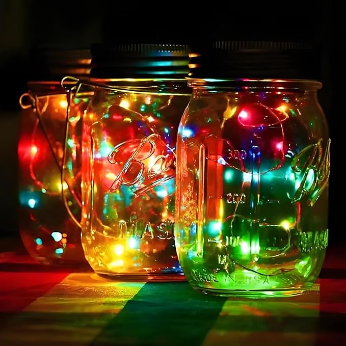 VOOKRY 12 Pack Solar Mason Jar Lights, 30 LED Mason Jar Lids Waterproof Firefly - Image 6