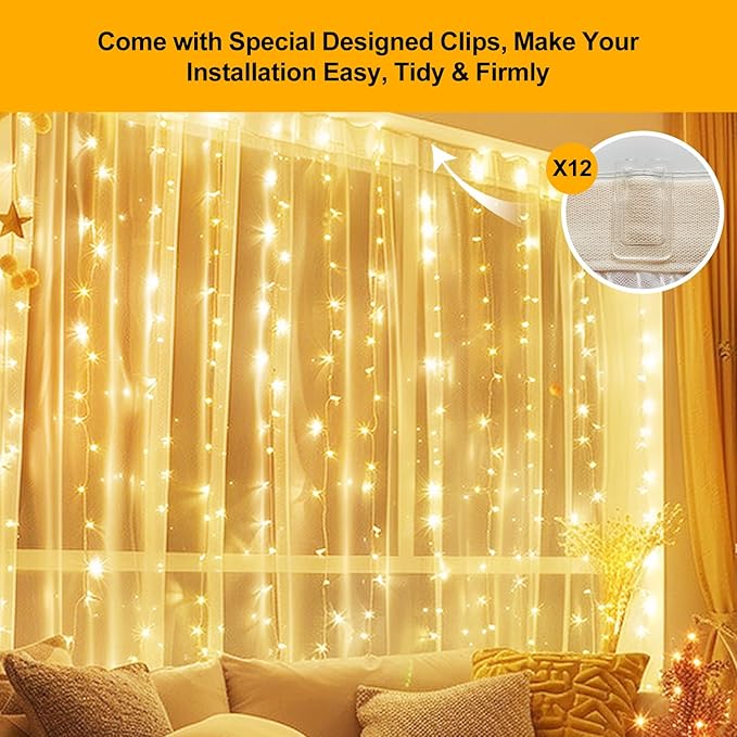 Fairy Curtain Lights Upgraded Tangle-Free Warm White USB Plug in 8 Modes String - Image 7