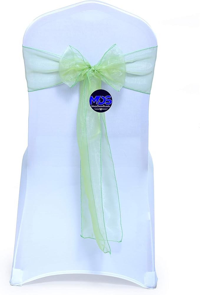 MDS Pack of 200 PCS Organza Chair Sashes Wider Dining Chair Bows Ribbon Tie Back by MDS