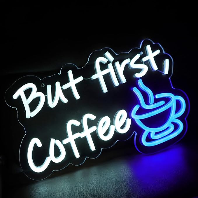 But First Coffee Neon Sign for Coffee Bar Pub Decor, Wall Art Decoration For - Image 2