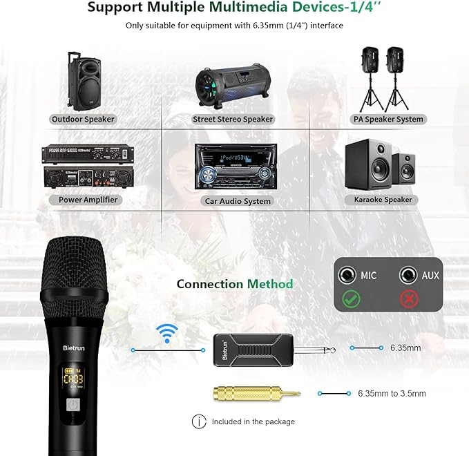 Bietrun Wireless Microphone Dynamic Mic System - Image 6