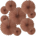 20 Pcs Deep Brown Hanging Paper Fan, Round Paper Fans Decorations Set by Tisspoms
