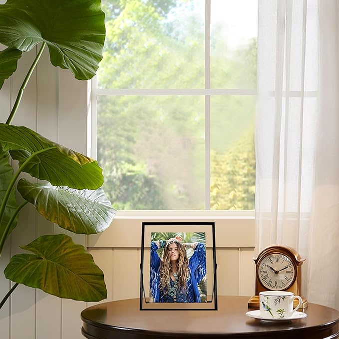 Black Floating Frame, For Picture 7x9, Tabletop Shelf Photo Frame, For Father - Image 9