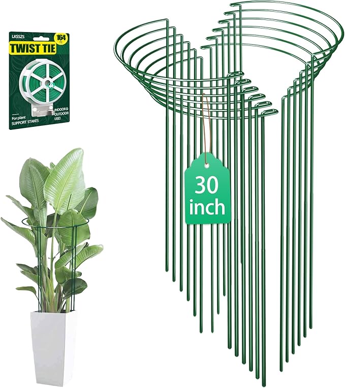 12 Pack 30 inch Plant Support Stakes, Heavy-Duty Half Round Peony Support by LKSSZS