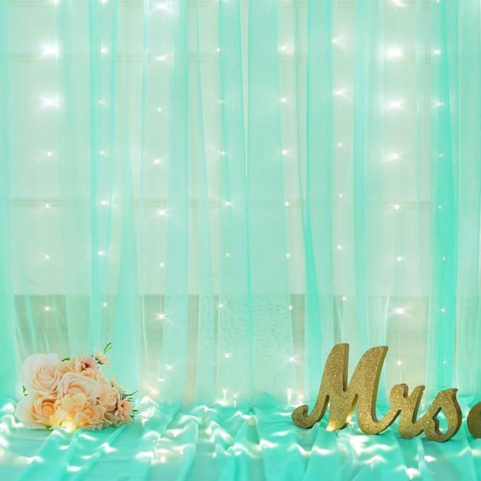 Sage Green Tulle Backdrop Curtains - Image 7