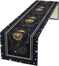 Sun Moon Table Runner, Seasonal Golden Sun Moon Holiday Kitchen Dining Table by ShiTingYu