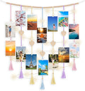 Boho Macrame Wall Decor with Hanging Photo Display and Fairy Lights 14 Wood by Unknown