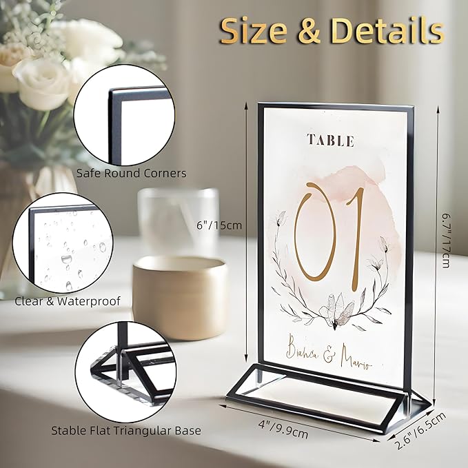 4x6 Picture Frames Acrylic Sign Holder 6 Pack Menu Stands, Double-sided Picture - Image 2