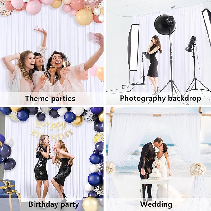 10 x 7 Feet White Backdrop Curtain - Image 3