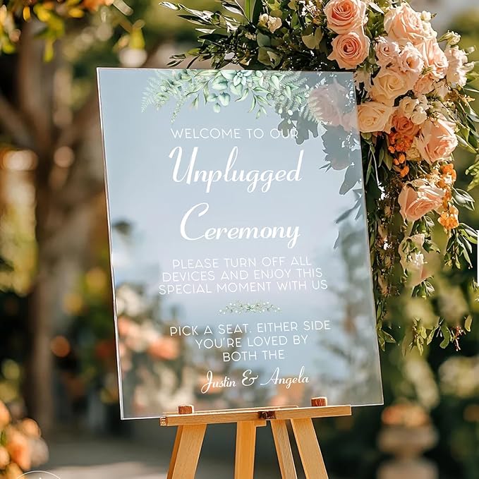 Personalized Unplugged Ceremony Sign – Elegant Wedding Yard Sign - Image 3