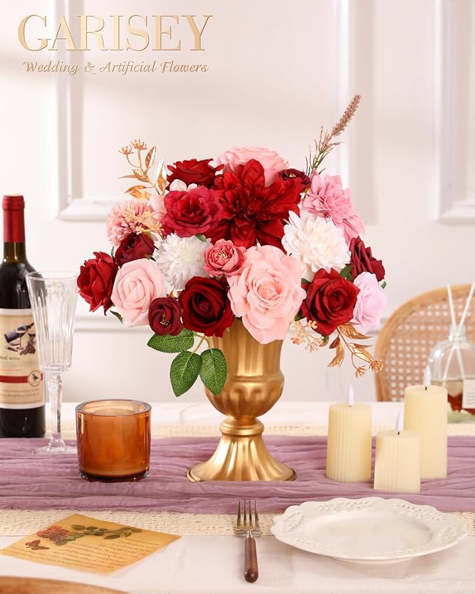 Artificial Flowers Combo, Mix Silk Flowers Roses, Dahlias - Image 2