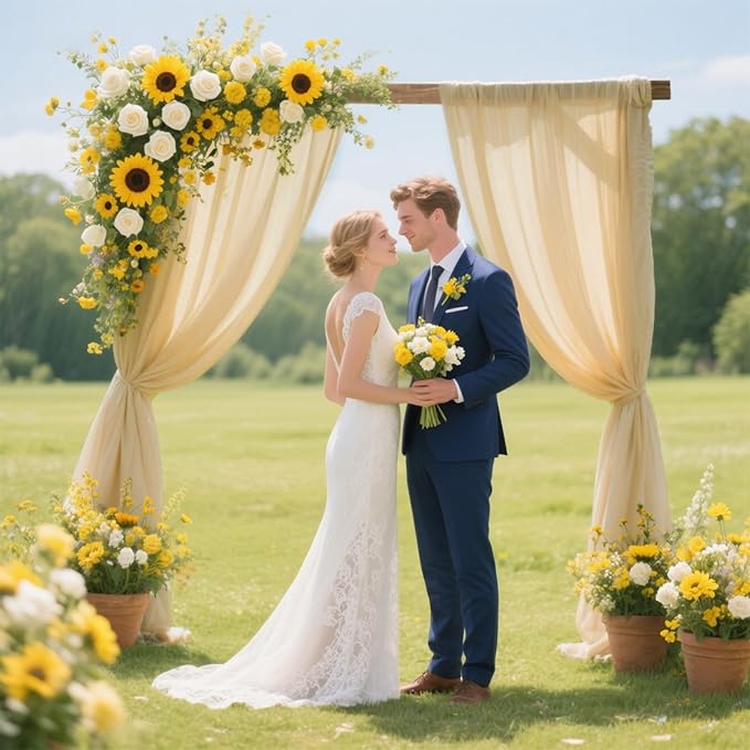 VOK Wedding Arch Draping Fabric Chiffon Fabric, 29in x 18Ft 2 Panels Sheer - Image 5
